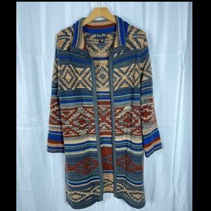 Aztec Print Western Cardigan Open Front Duster